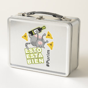 Esto Esta Bien. Funny Purim Cat. Spanish Metal Lunch Box