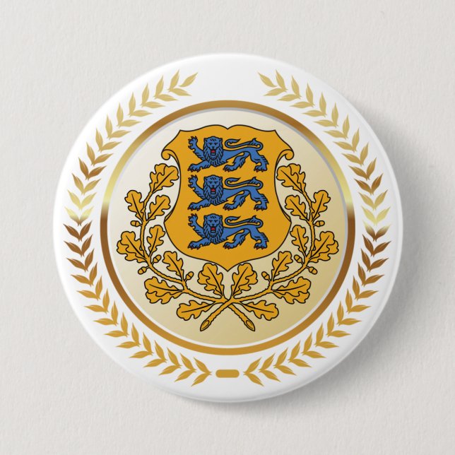 Estonia Coat of Arms Button (Front)