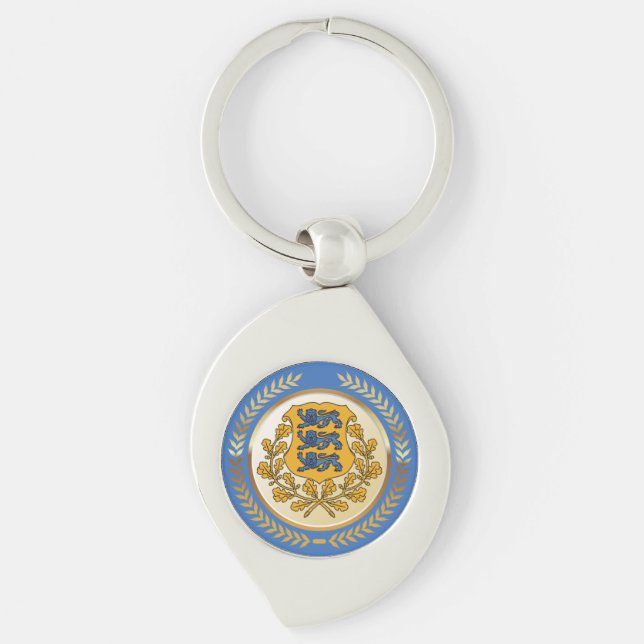 Estonia Coat of Arms Keychain (Front)