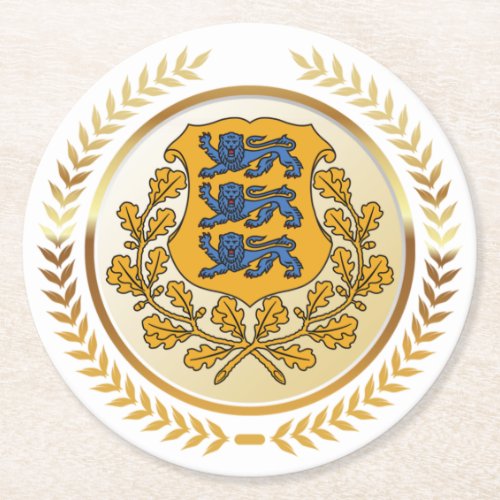 Estonia Coat of Arms Round Paper Coaster