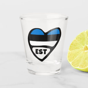Estonia Country Code Flag Heart, EST Shot Glass