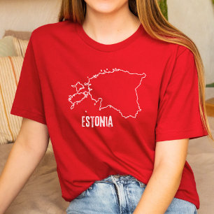 Estonia Country Map Outline Estonian National Line T-Shirt