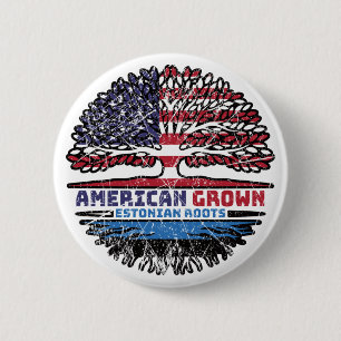 Estonia Estonian American USA Tree Roots Flag Button