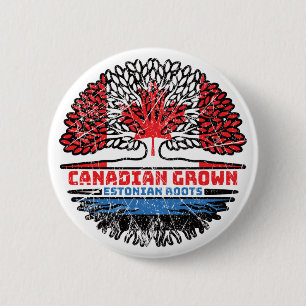 Estonia Estonian Canadian Canada Tree Roots Flag Button