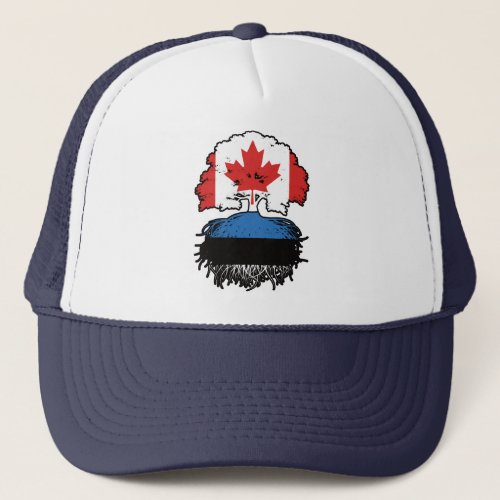 Estonia Estonian Canadian Canada Tree Roots Flag Trucker Hat