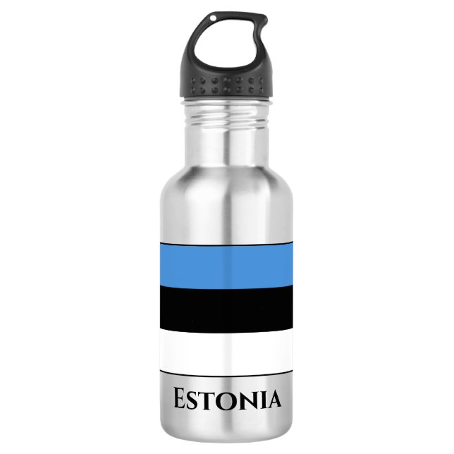 Estonia (Estonian) Flag Stainless Steel Water Bottle (Front)