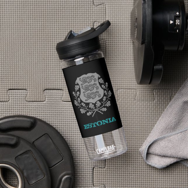 Estonia Fitness & Estonian coat of arms / flag Water Bottle (Gym)