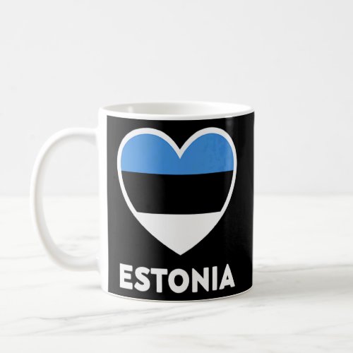 Estonia Flag Blue Black White Heart  Coffee Mug