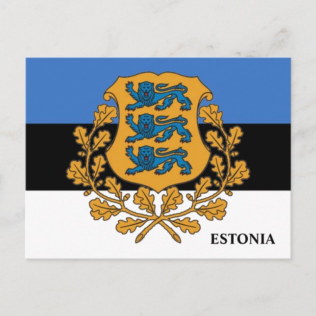 Estonia Flag & Coat of Arms Postcard! Postcard (Front)