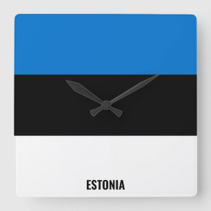 Estonia Flag Dazzling Patriotic Square Wall Clock