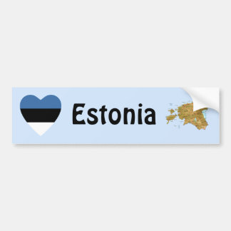Estonia Flag Heart + Map Bumper Sticker
