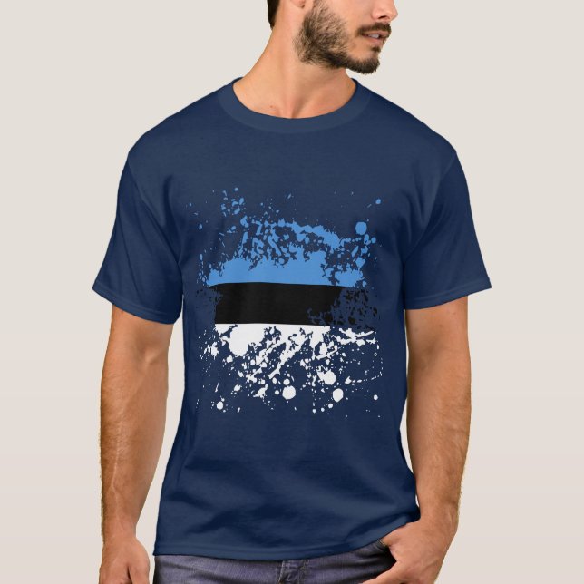 Estonia Flag Ink Splatter T-Shirt (Front)