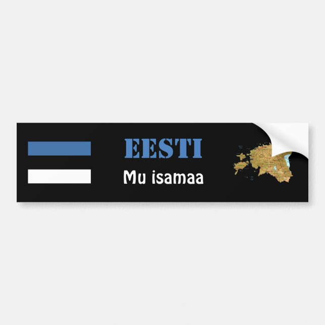 Estonia Flag + Map Bumper Sticker (Front)
