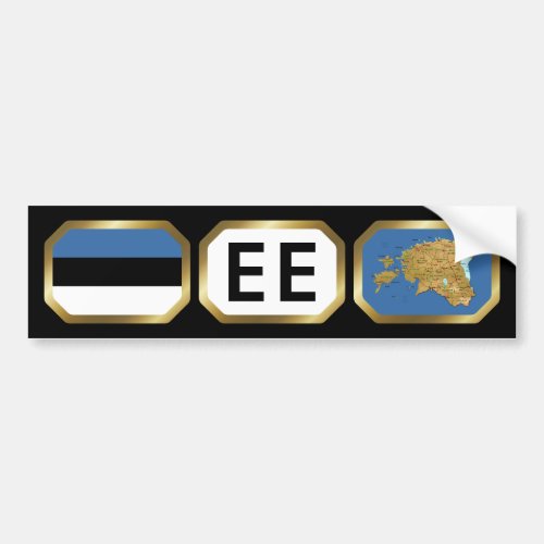 Estonia Flag Map Code Bumper Sticker