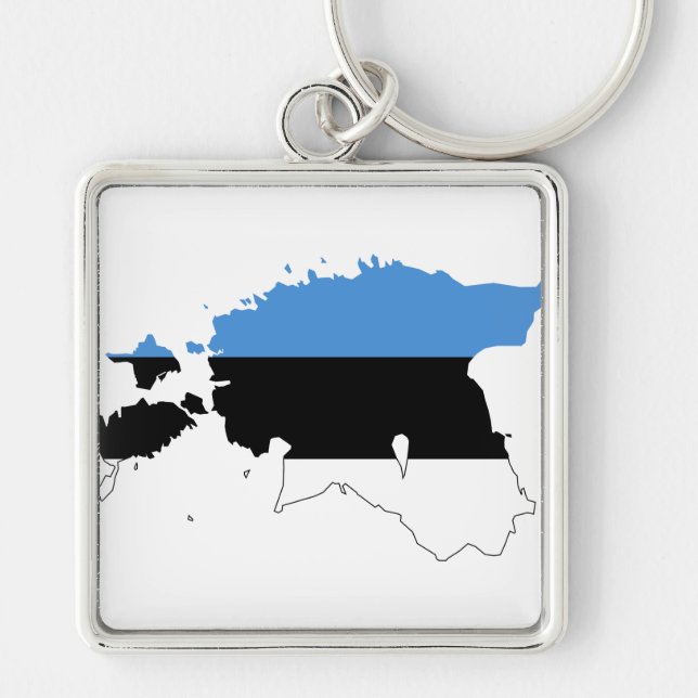 Estonia Flag map EE Keychain (Front)