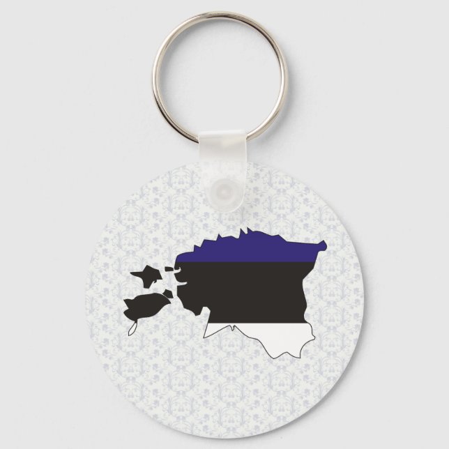Estonia Flag Map full size Keychain (Front)