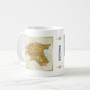 Estonia Flag + Map Mug