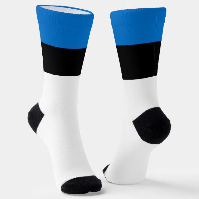 Estonia Flag Patriotic Estonian National Pride Socks (Angled)