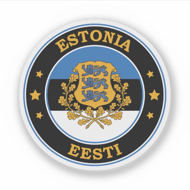 Estonia Flag Round Circle Emblem Sticker (Front)