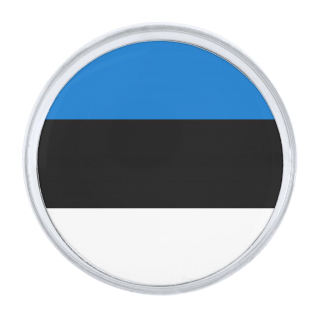 Estonia flag silver finish lapel pin (Front)