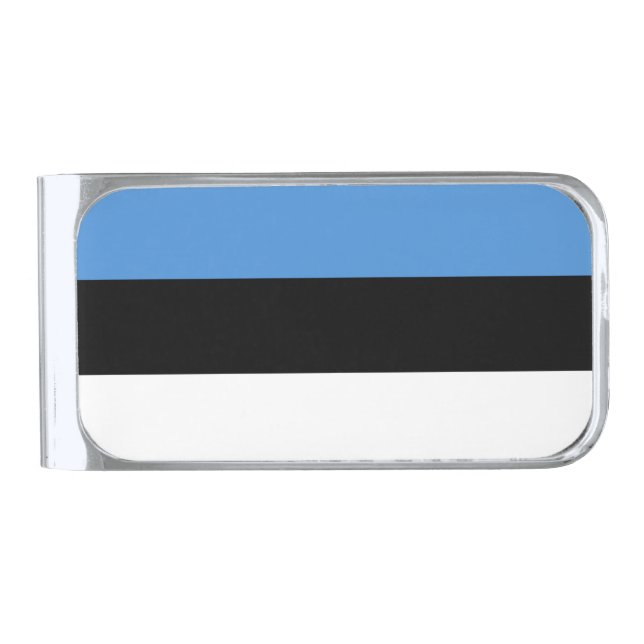 Estonia Flag Silver Finish Money Clip (Front)