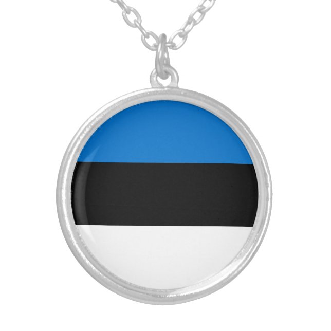 Estonia Flag Silver Plated Necklace (Front)