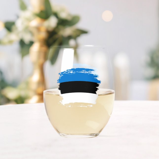 Estonia flag stemless wine glass (Insitu (Wedding))
