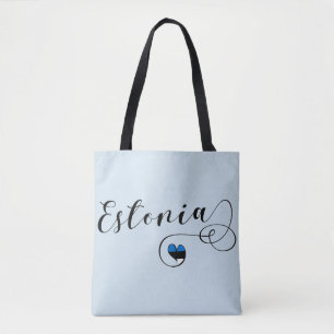 Estonia Heart Grocery Bag, Estonian Flag Tote Bag