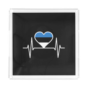 Estonia Heartbeat Estonia Flag Acrylic Tray