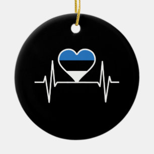 Estonia Heartbeat Estonia Flag Ceramic Ornament
