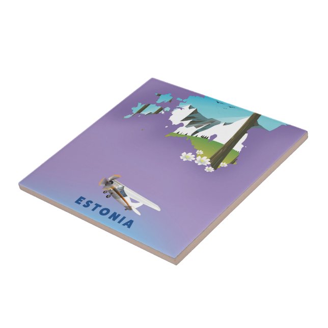 Estonia Illustrated map tourist poster Ceramic Tile (Side)