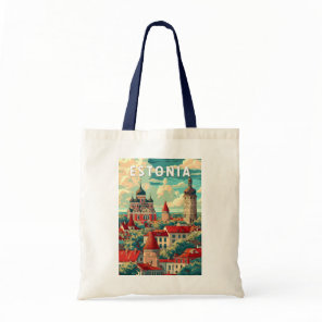 Estonia Illustration Travel Art Vintage Tote Bag