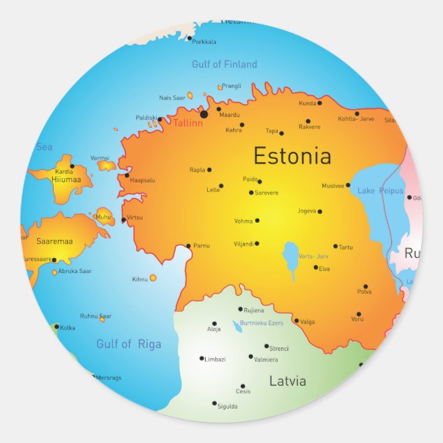 Estonia Map Baltic Country and Cities Classic Round Sticker (Front)