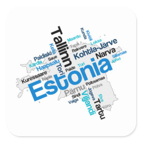 Estonia Map Cities Square Sticker