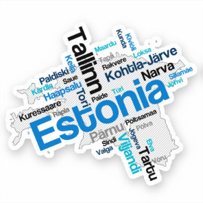 Estonia Map Cities Sticker