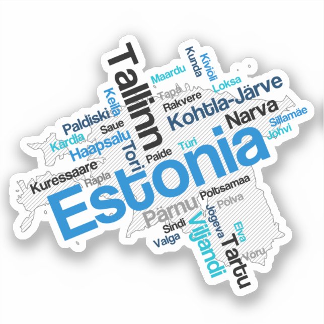 Estonia Map Cities Sticker (Front)