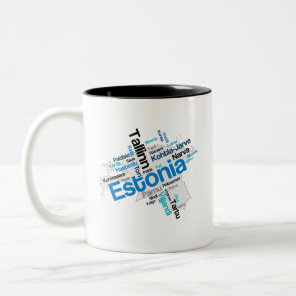 Estonia Map Cities Two-Tone Coffee Mug