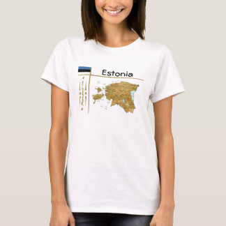 Estonia Map + Flag + Title T-Shirt
