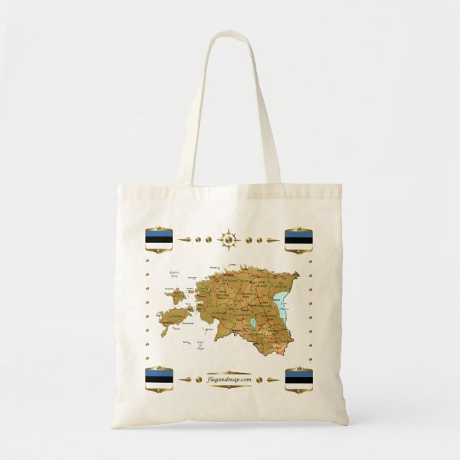Estonia Map + Flags Bag (Front)