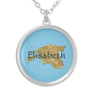 Estonia Map + Name Necklace