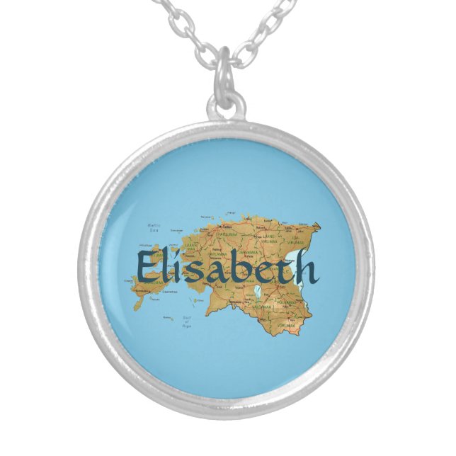 Estonia Map + Name Necklace (Front)
