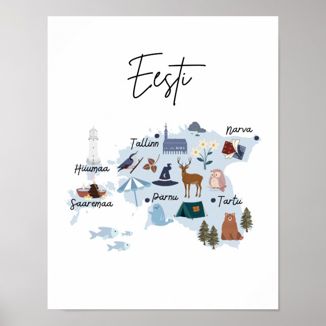 Estonia map poster (Front)