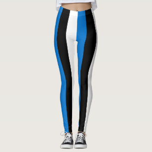 Estonia National Flag Colors Vertical Striped Leggings