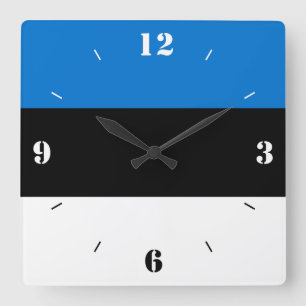 Estonia National Flag Patriotic Square Wall Clock