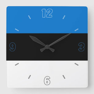 Estonia National Flag Patriotic Square Wall Clock
