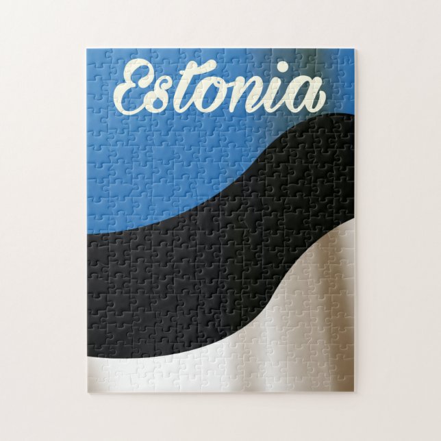 Estonia National flag travel poster Jigsaw Puzzle (Vertical)