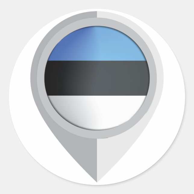Estonia Pin Location Flag  Classic Round Sticker (Front)