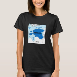 Estonia Political map in flag colors. Neighboring T-Shirt