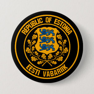 Estonia Round Emblem Button