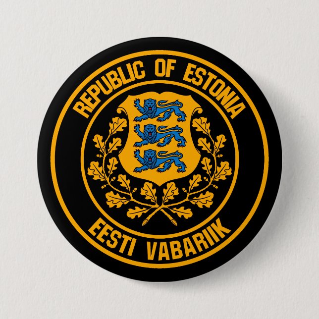 Estonia Round Emblem Button (Front)